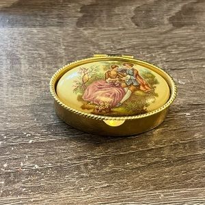 small vintage French metal pill box / trinket box collectable small vintage